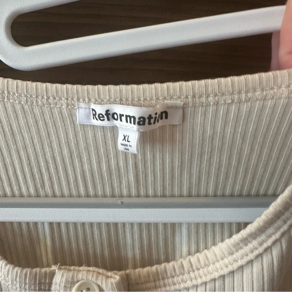 Reformation Cream Ribbed Button Front Tank - Picture 4 of 4